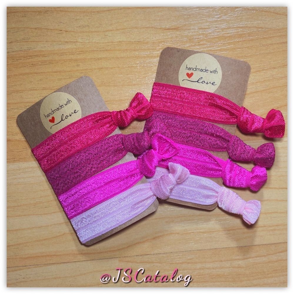 🌸 Fuchsia Ombré No-Crease Hair Ties 4-Pack 🌸